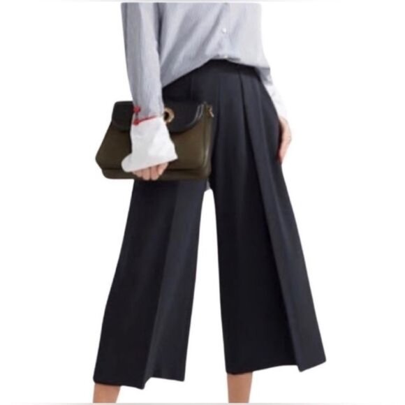 Rag & Bone Rowe Black High Rise Wide Leg Culotte Paneled Cropped Pants 0 XS